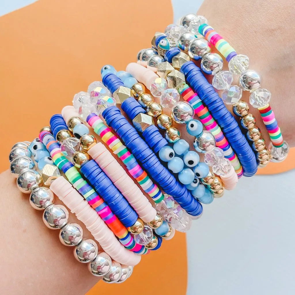Pretty Blue Bracelet Poly Clay Beaded Bracelet Gift Ideas 