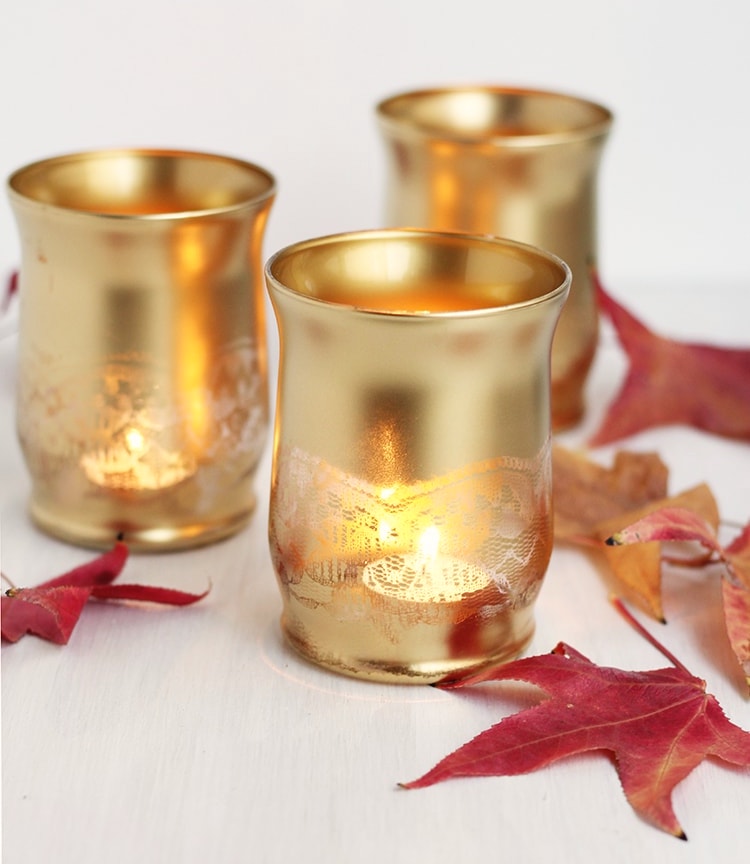 Gold Lace Candle Holders