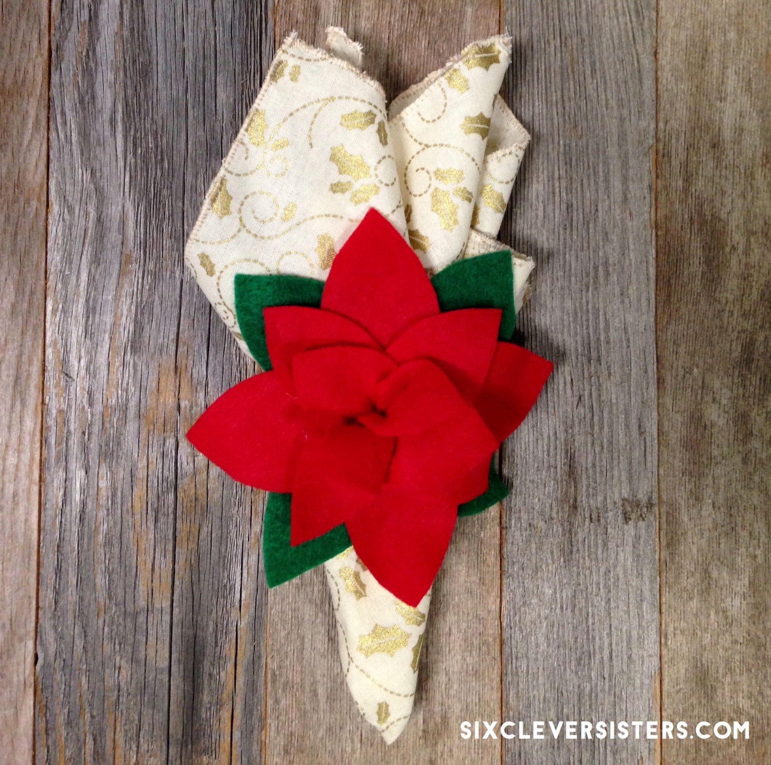 No Sew Felt Poinsettia Napkin Rings