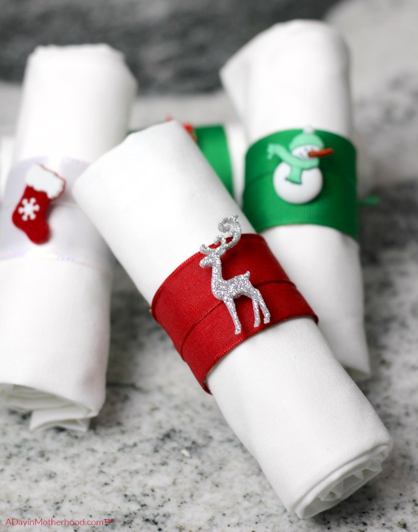 Ribbon and Charms Holiday Napkin Rings