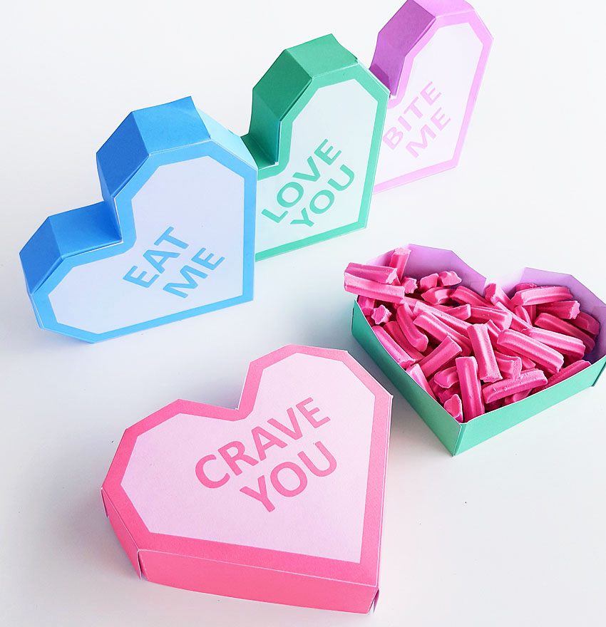 Conversation Heart Gift Box Printable