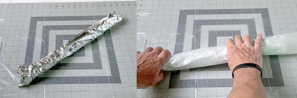 Covering the aluminum foil roll with wax paper