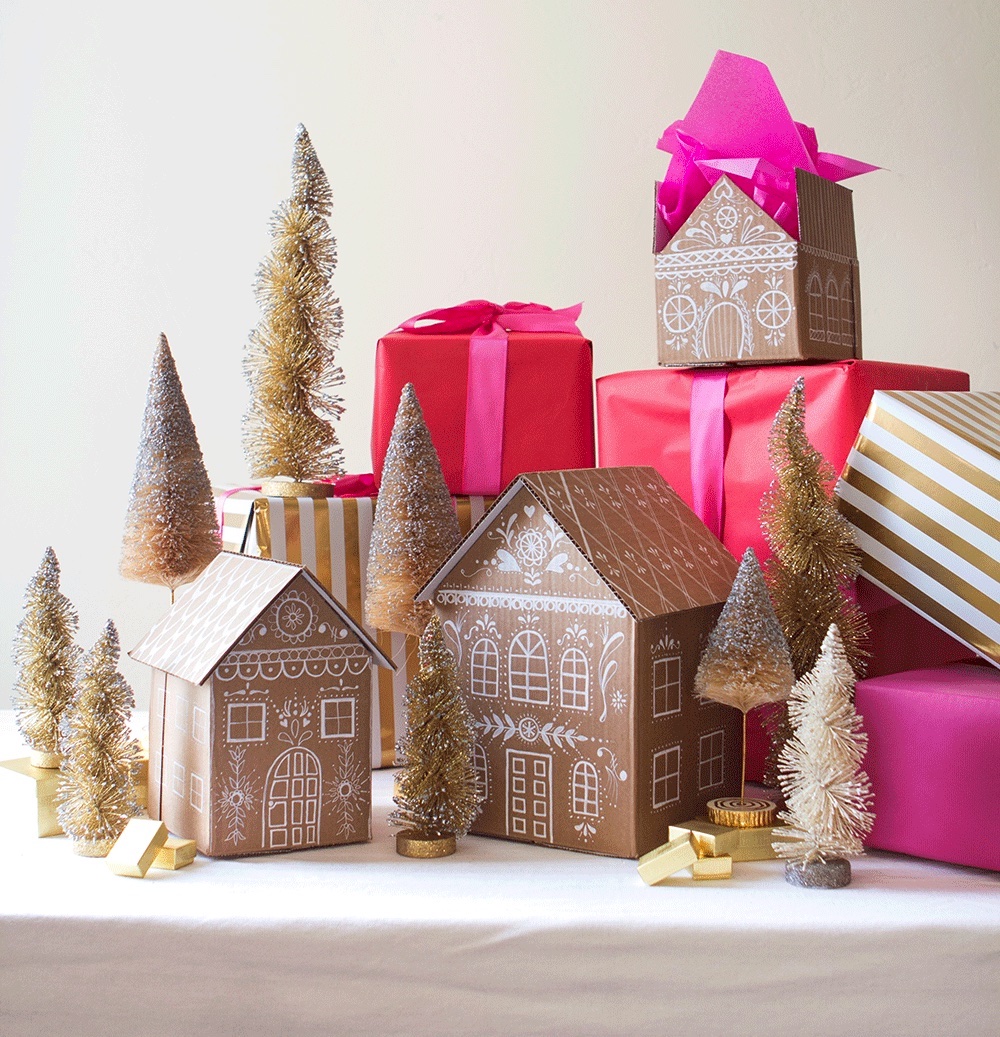 DIY Gingerbread House Gift Boxes