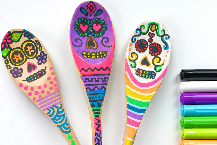 DIY Sugar Skull Spoons for Dia De Los Muertos