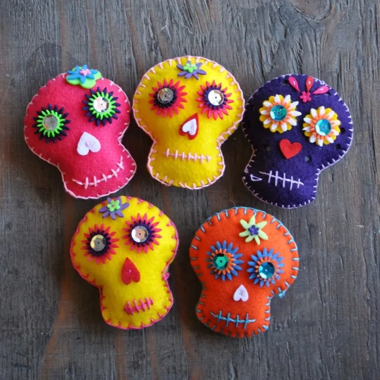 Embroidered Felt Sugar Skulls