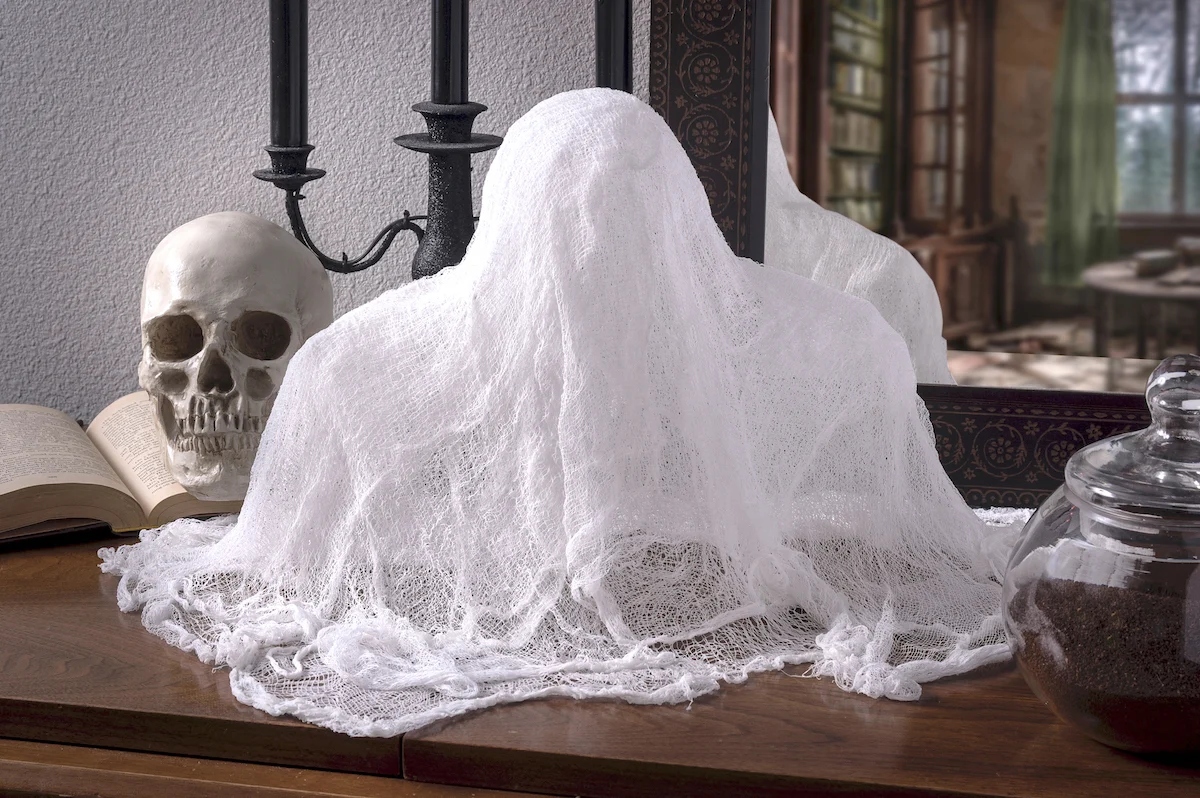 Make cheesecloth ghosts with Mod Podge Stiffy