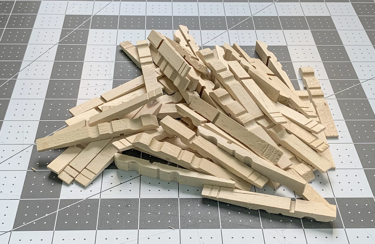 Pile of wooden clothespins