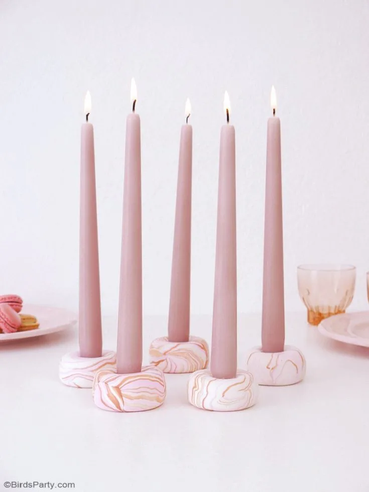 DIY Pink Candles and Glitter Candle Holders - Party Ideas