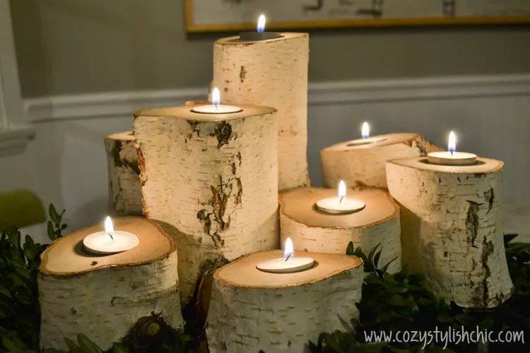 Make a Set of Tree Stump Candle Holders