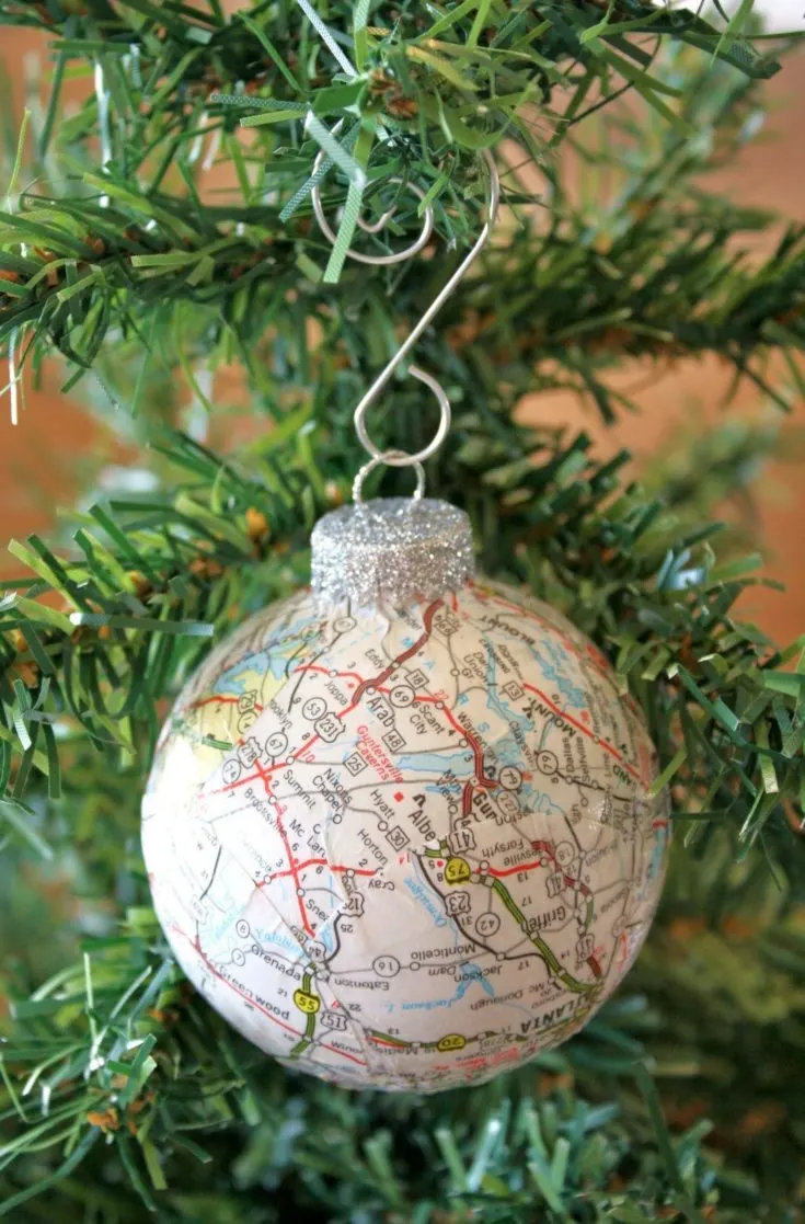 Map Christmas Ornament, Clear Ornament, Map Strip Ornament