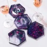 glitter resin coasters