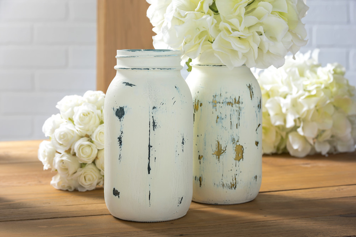 White Mason Jar / Chalk Painted / Glass Bathroom Jar / Kitchen Canister /  Storage Jars / Home Organizer / Fairy Light Jar 