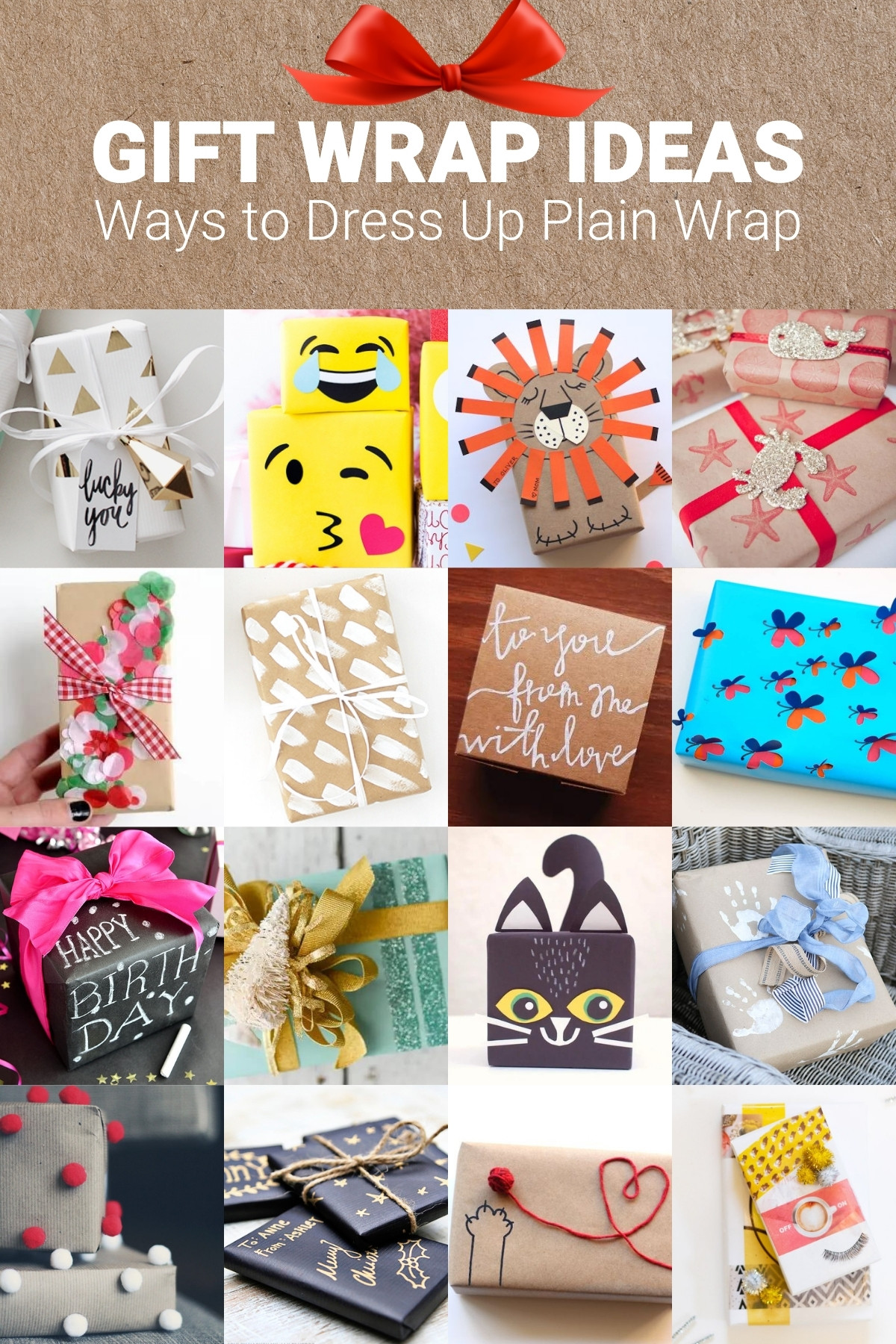 10 Clever + Unique Ways To Wrap Gifts with Brown Kraft Paper. DIY Gift  Wrapping Ideas - How…, make a gift 