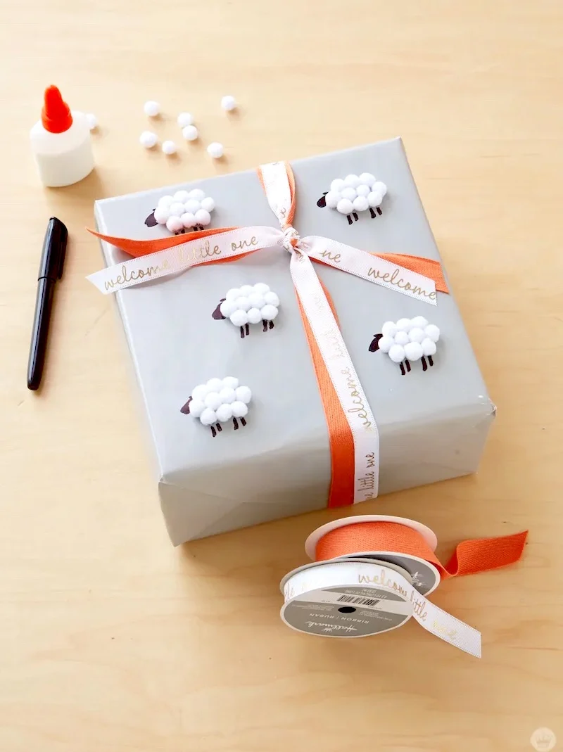 Baby Gift Wrap Sheep Idea