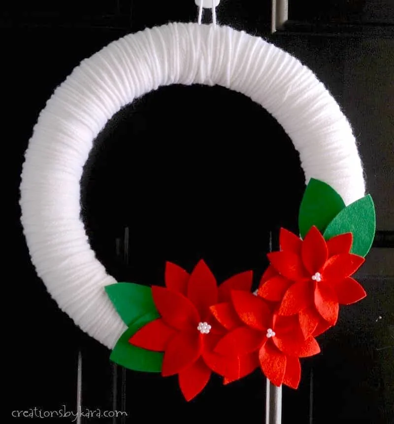 Felt Poinsettia Yarn Wreath