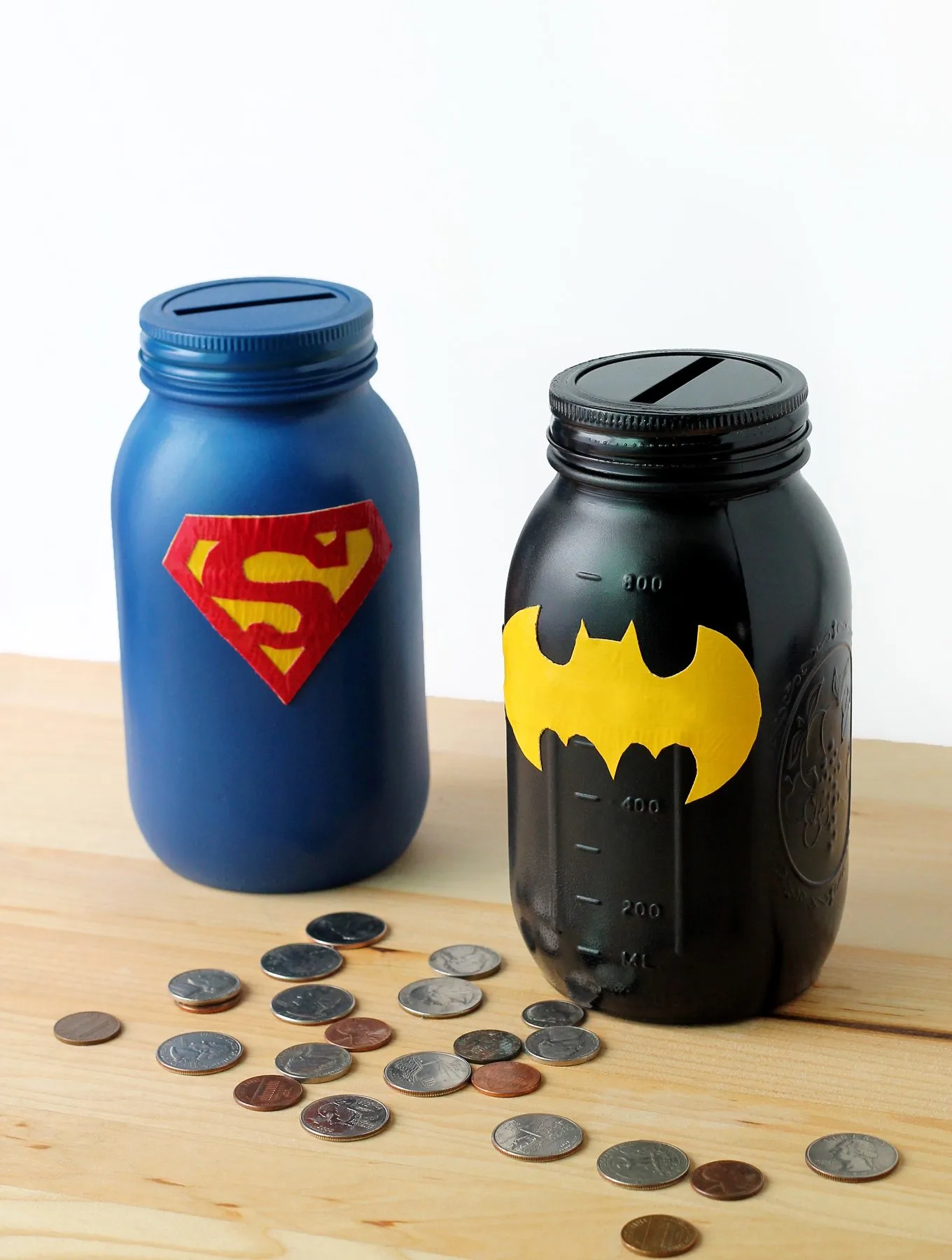 Mason Jar Superhero Banks