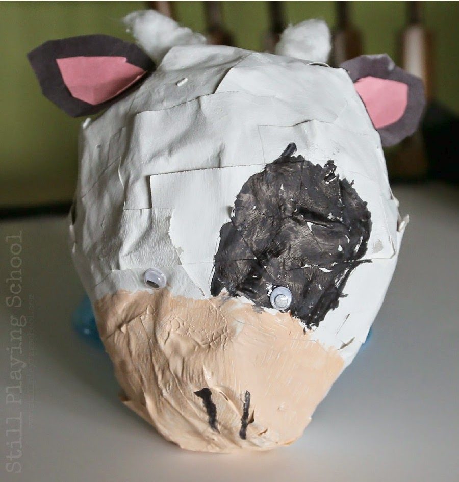 paper mache cow head craft for kids