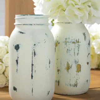 Painted and distressed mason jars