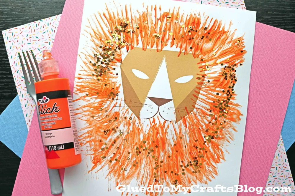 fork painted lion craft for boys