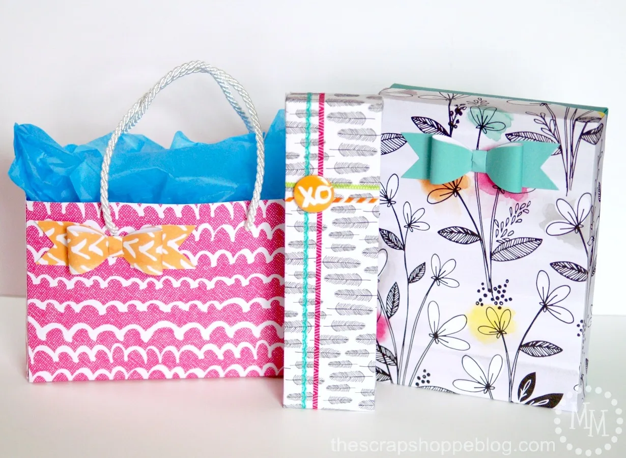 DIY gift wrap with scrapbook paper