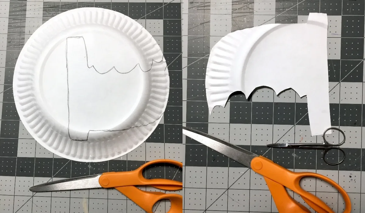 draw a wing on the back of a paper plate and cut it out