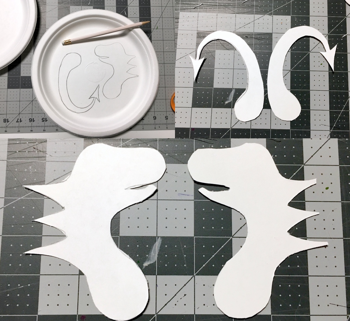draw the tail and head on a plate cut out two of each