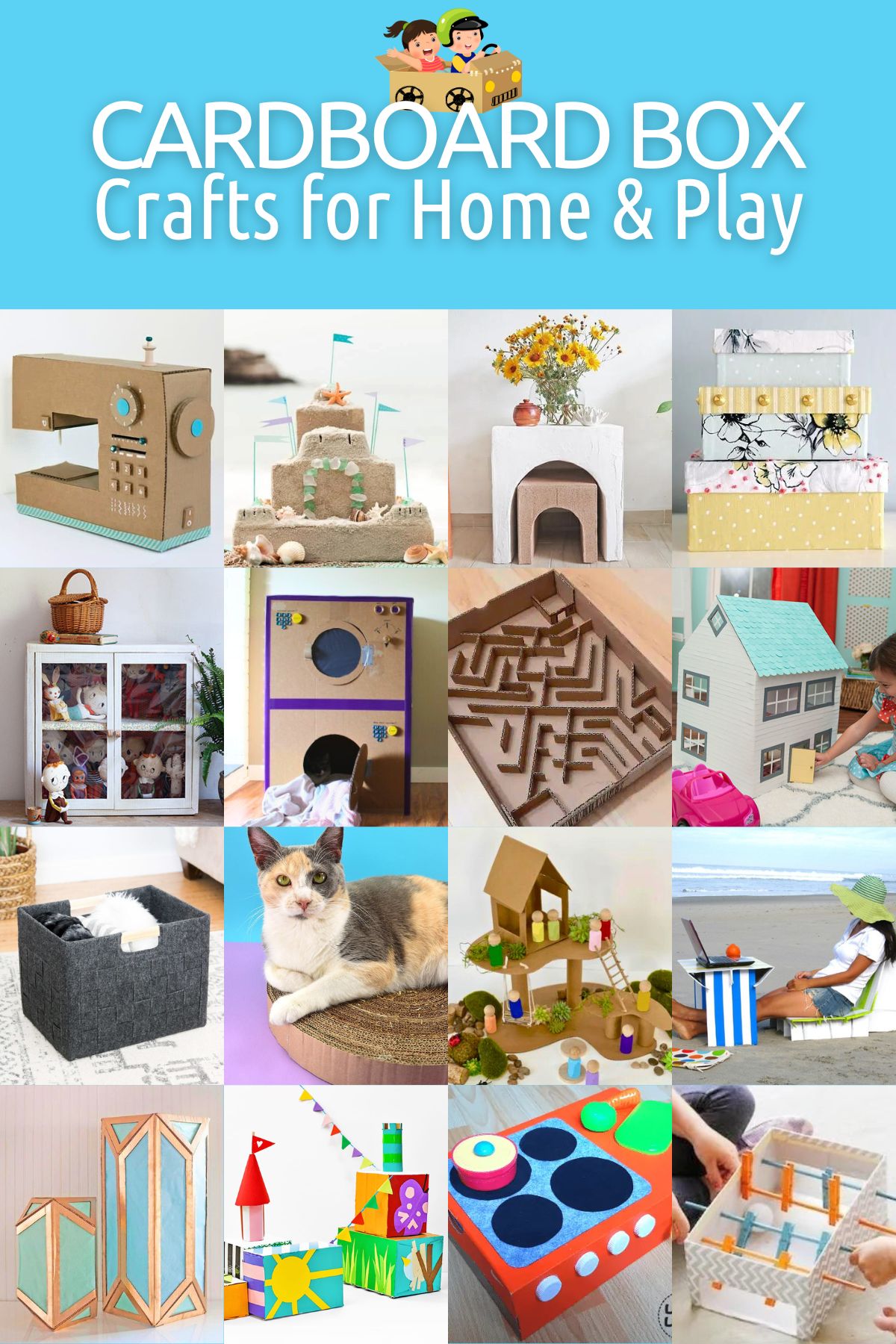 Cardboard box crafts for home and play