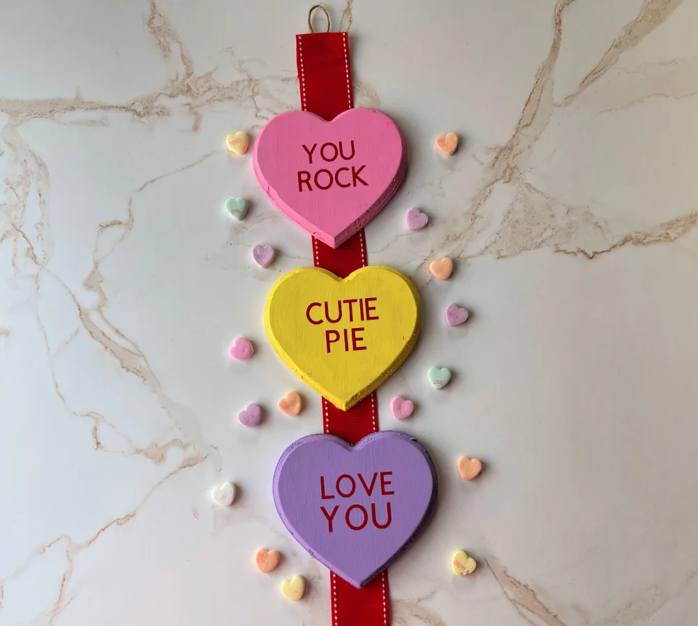 Valentine's Conversation Hearts Decor with Cricut