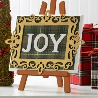 JOY Christmas Plaque with Festive Plaid Flair