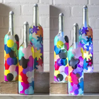 Decorating wine bottles with Mod Podge and tissue paper