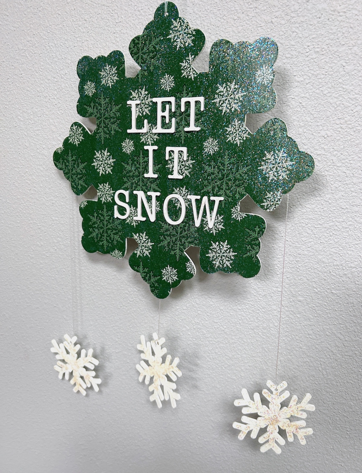 let it snow wooden snowflake sign