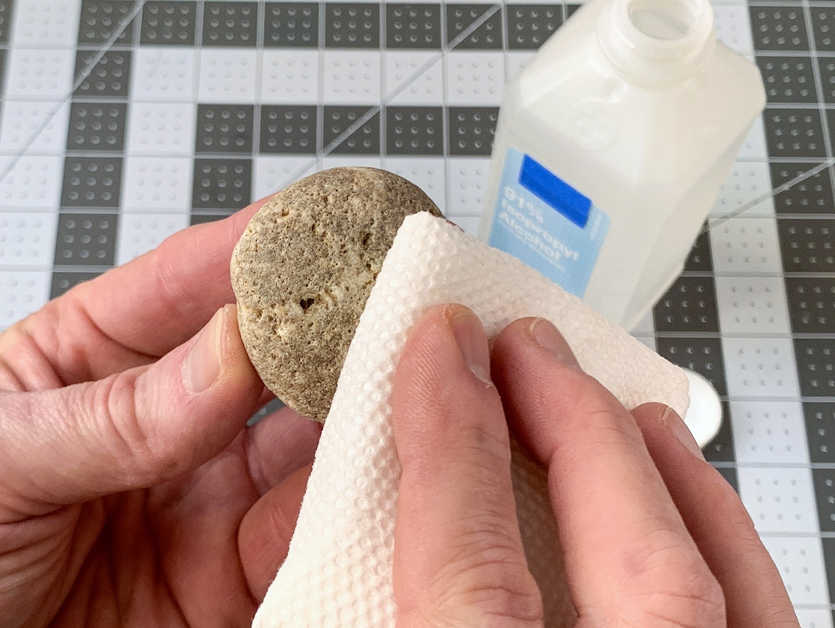 Cleaning the rocks for crafting