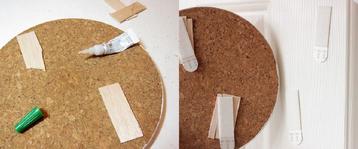 attaching popsicle sticks to cork with glue