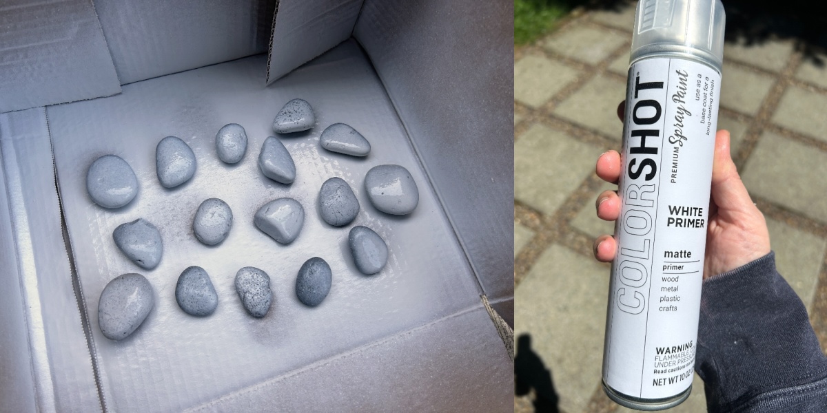 basecoating rocks with white primer