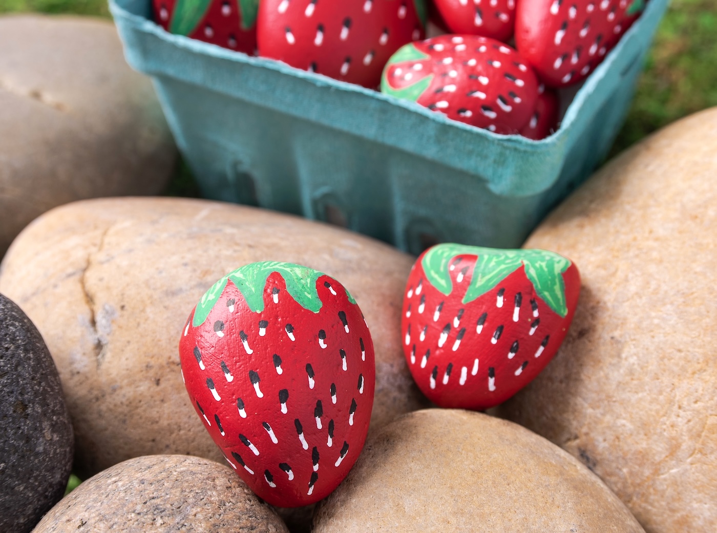 painted rock strawberries