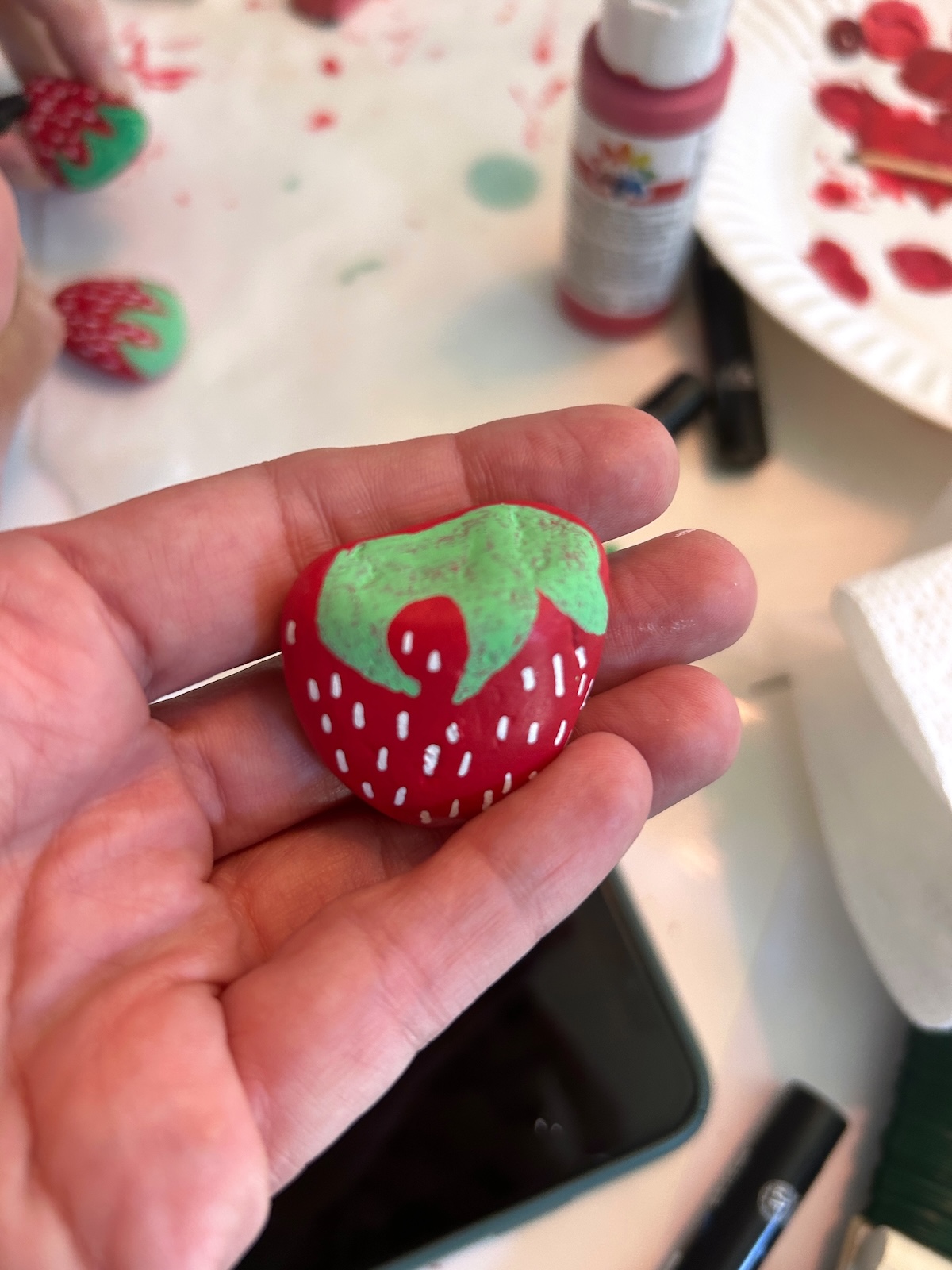 painted stem on a strawberry rock