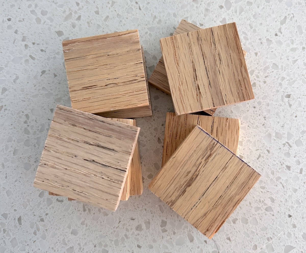Wood squares in a pile