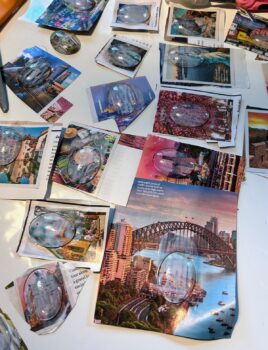 glass cabochons drying on a table