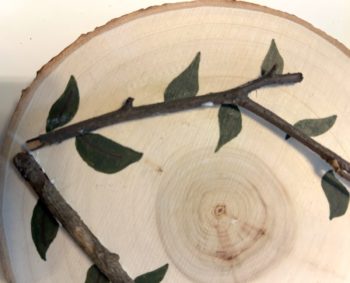 twigs placed into the wet glue